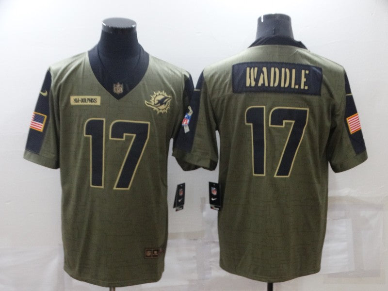 Men's Miami Dolphins Jaylen Waddle #17 Brown Game Jersey1