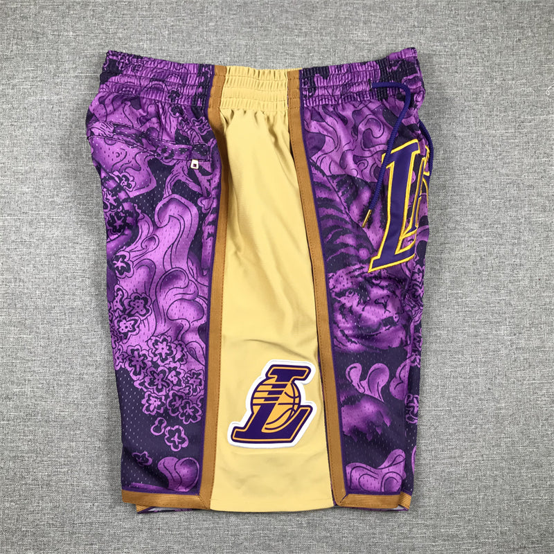 Men's Los Angeles Lakers Purple Year of the Tiger Edition Pocket Shorts1