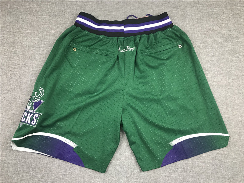 Men's Milwaukee Bucks Basketball Shorts1 With pocket Vintage Green