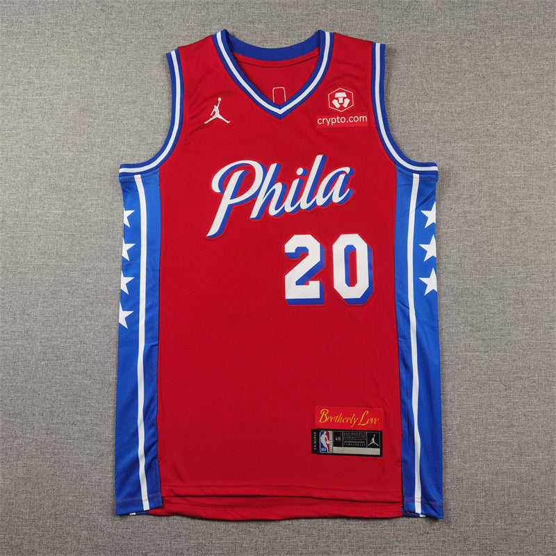 Men's Philadelphia 76ers Jared McCain #20 Red Swingman Jersey1 - Statement Edition
