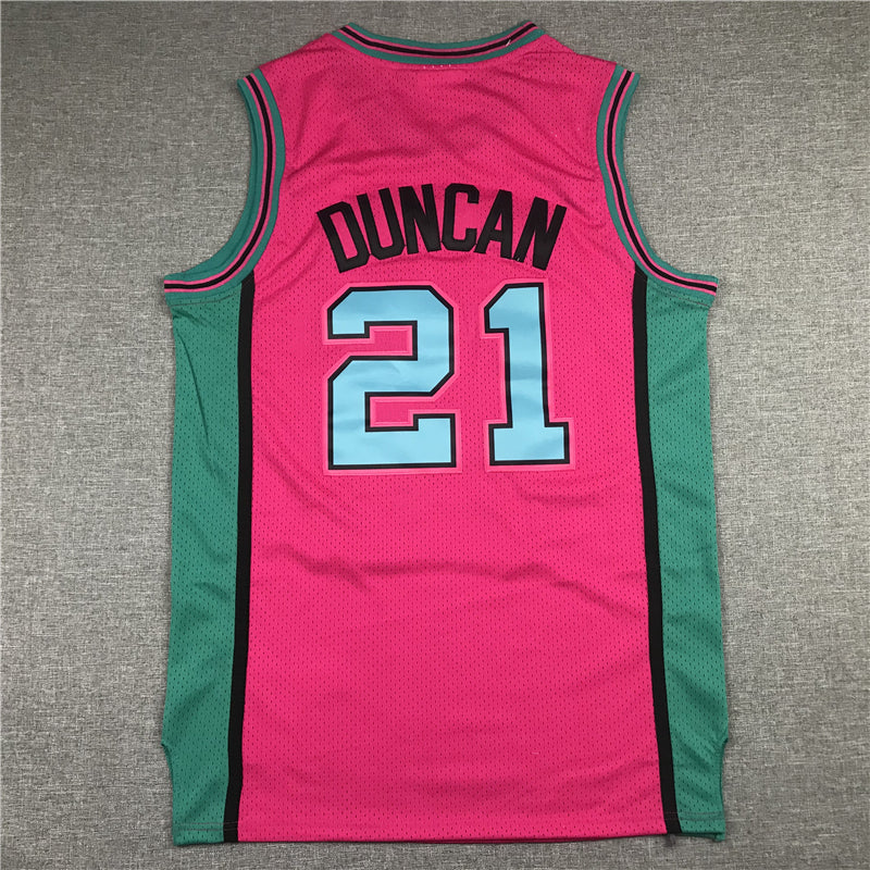 Men's San Antonio Spurs Tim Duncan Pink 1998/99 Classics Swingman Player Jersey1