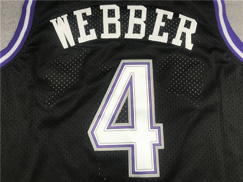 Men's Sacramento Kings Chris Webber Black Hardwood Classics Swingman Jersey1