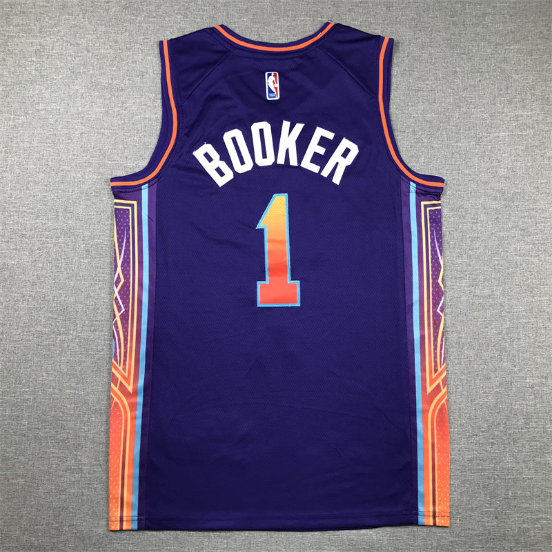 Men's Phoenix Suns Devin Booker #1 Purple 2023/24 Swingman Jersey1 - City Edition