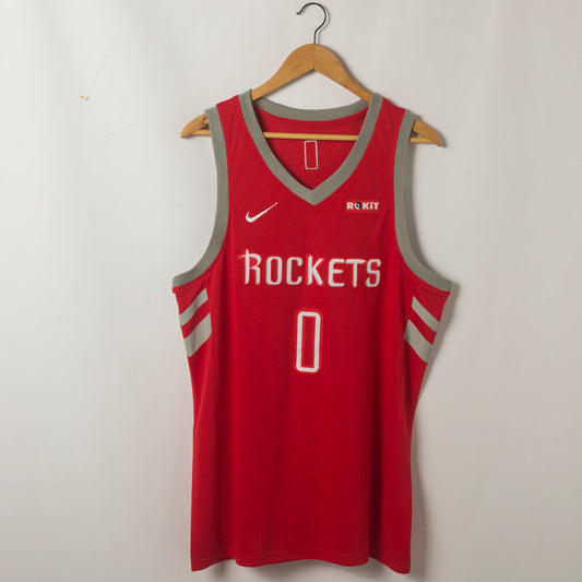 Men's Houston Rockets Russell Westbrook #0 Red Classics Swingman Jersey1