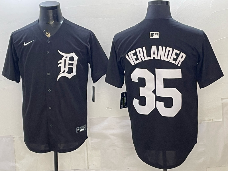 Men's Detroit Tigers Justin Verlander #35 Black Player Jersey