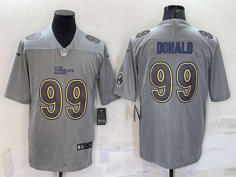 Men's Los Angeles Rams Aaron Donald #99 Gray Atmosphere Fashion Game Jersey1