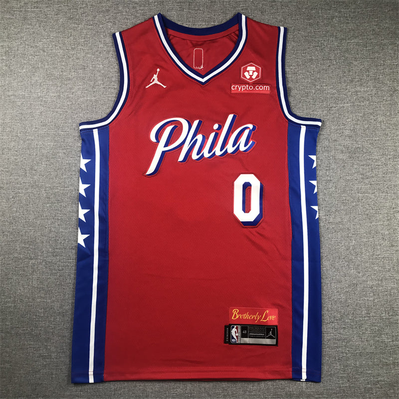Men's Philadelphia 76ers Tyrese Maxey Red Fastbreak Replica Player Jersey1