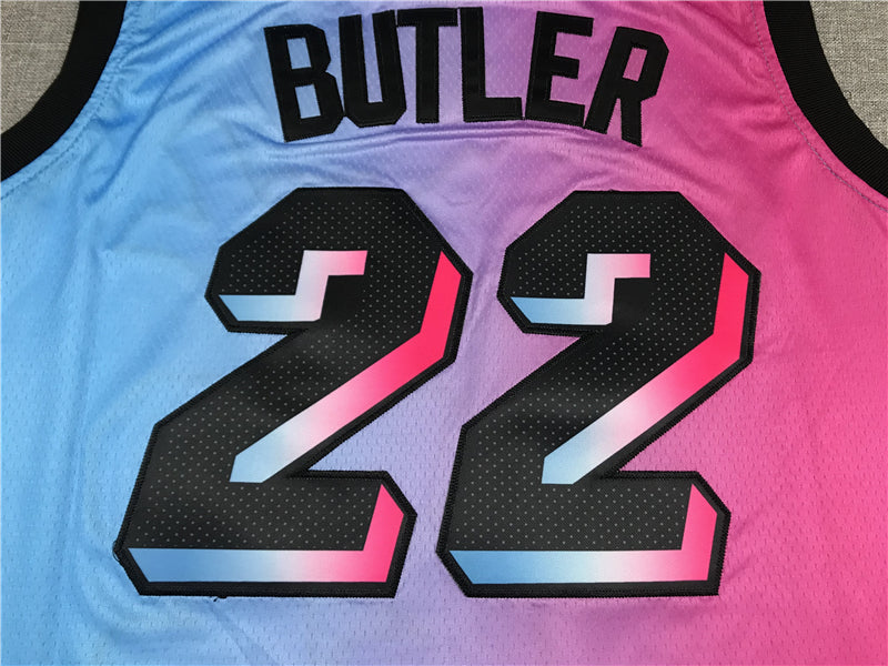 Men's Miami Heat Jimmy Butler #22 NBA Pink Blue Swingman Jersey1 - City Edition