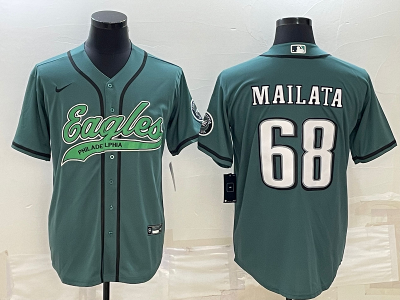 Men's Philadelphia Eagles Jordan Mailata #68 Midnight Green Game Jersey1 Joint Edition
