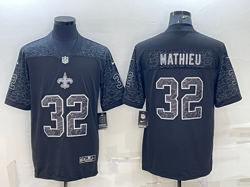 Men's New Orleans Saints Tyrann Mathieu #32 Black RFLCTV Limited Jersey1