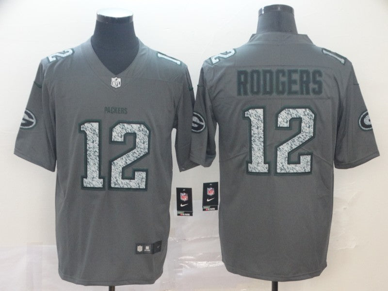 Men's Green Bay Packers Aaron Rodgers #12 Gray Player Game Jersey1