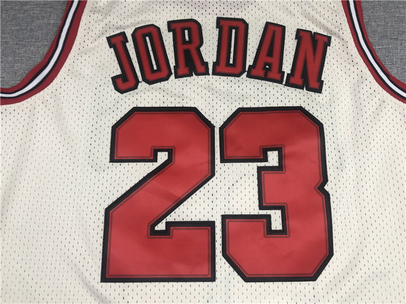 Men's Chicago Bulls Michael Jordan #23 Cream 1995-96 Hardwood Classics Jersey1