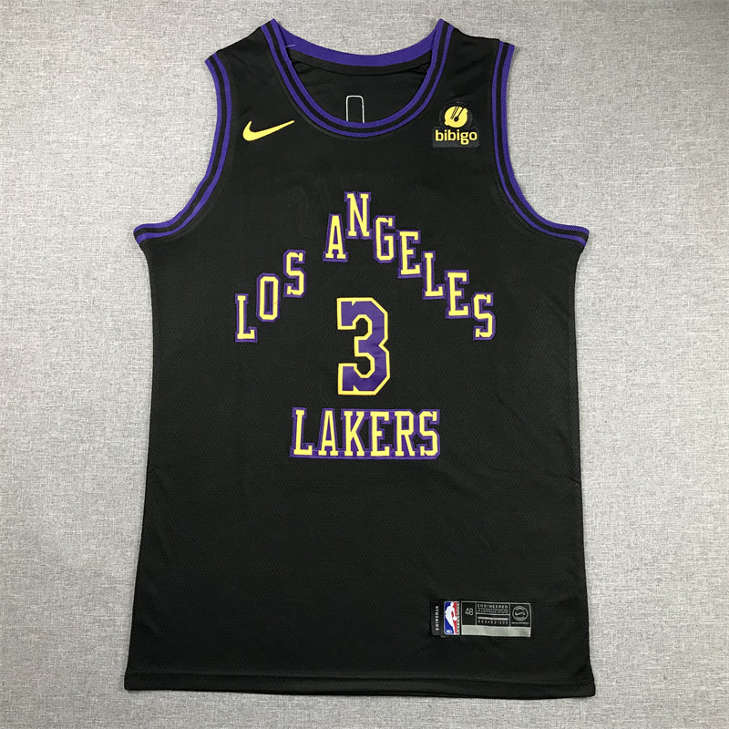 Men's Los Angeles Lakers Anthony Davis #3 Black 2023/24 Swingman Jersey1 - City Edition