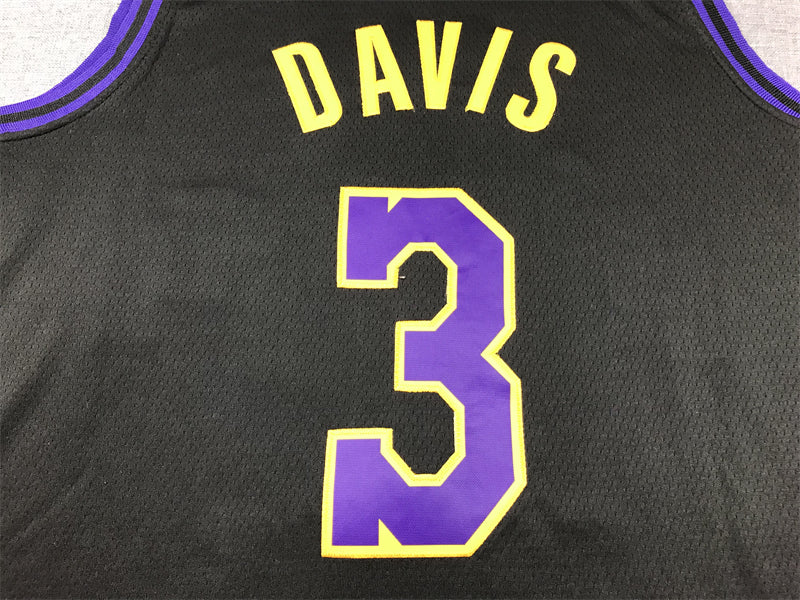 Men's Los Angeles Lakers Anthony Davis #3 Black 2023/24 Swingman Jersey1 - City Edition