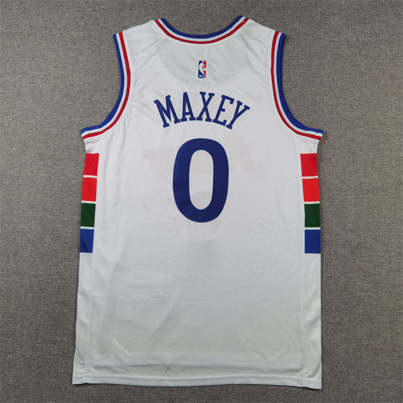 Men's Philadelphia 76ers Tyrese Maxey #0 White 2024/25 Swingman Player Jersey1 - City Edition