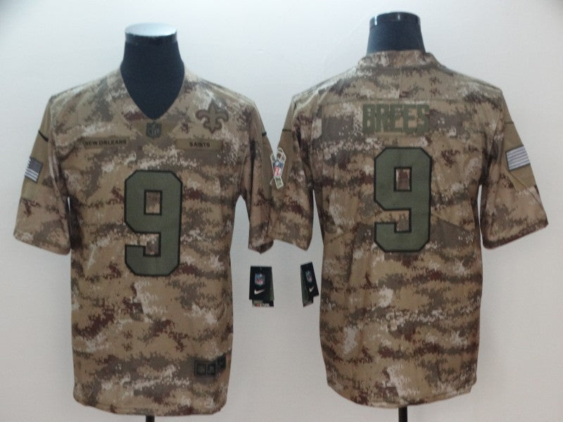 Men's New Orleans Saints Drew Brees #9 Camouflage Game Jersey1