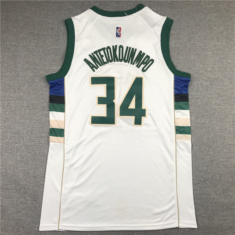 Men's Milwaukee Bucks Giannis Antetokounmpo #34 NBA White Player Jersey1