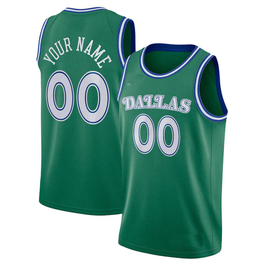 Men's Dallas Mavericks Green Custom Swingman Jersey1