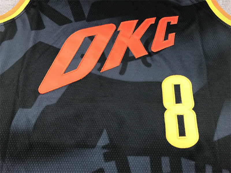 Men's Oklahoma City Thunder Jalen Williams #8 Black 2023/24 Swingman Jersey1 - City Edition