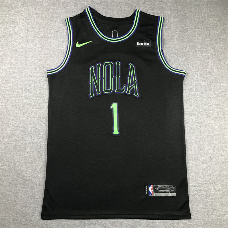 Men's New Orleans Pelicans Zion Williamson #1 Black 2023/24 Swingman Jersey1 - City Edition