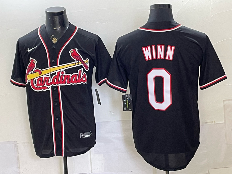 Men's St. Louis Cardinals Masyn Winn #0 Black Replica Player Jersey