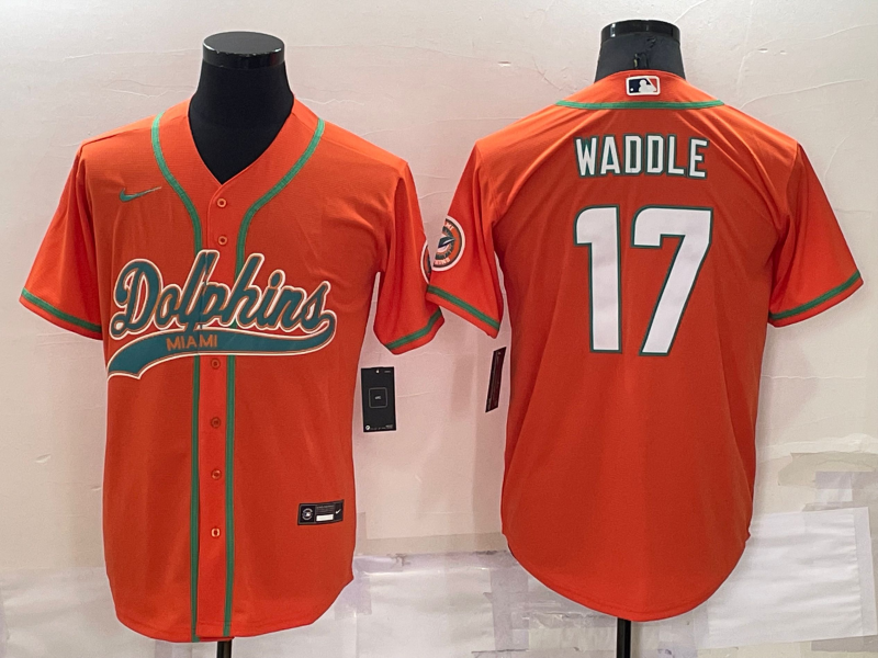 Men's Miami Dolphins Jaylen Waddle #17 Orange Game Jersey1 Joint Edition