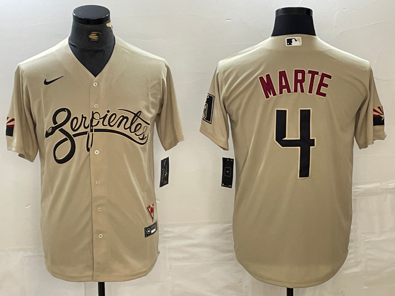 Men's Arizona Diamondbacks Ketel Marte #4 Beige Replica Baseball Jersey1