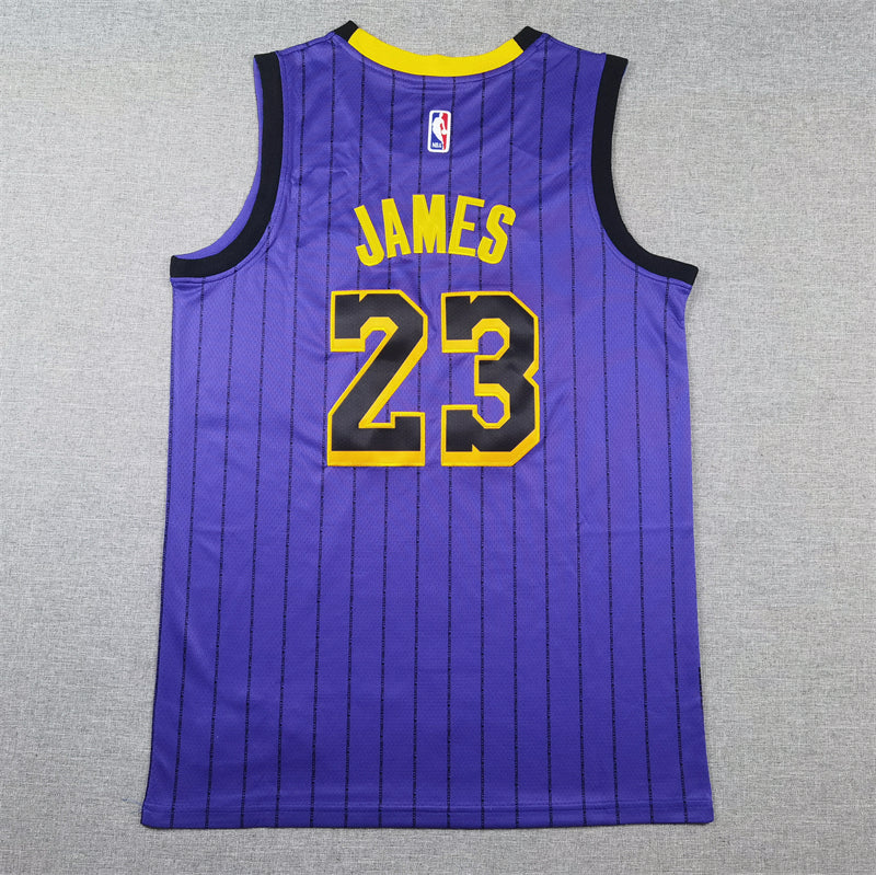 Men's Los Angeles Lakers LeBron James #23 Purple Swingman Jersey1 - City Edition
