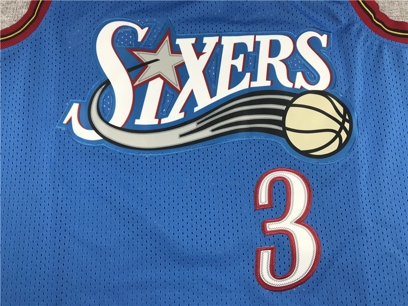 Men's Philadelphia 76ers Allen Iverson #3 Blue Swingman Jersey1