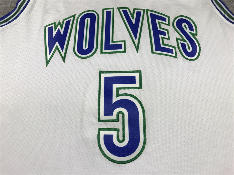 Men's Minnesota Timberwolves Anthony Edwards #5 White Swingman Jersey1