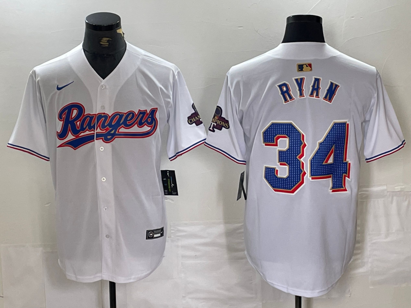 Men's Texas Rangers Nolan Ryan #34 White 2024 Gold Collection Limited Player Jersey1