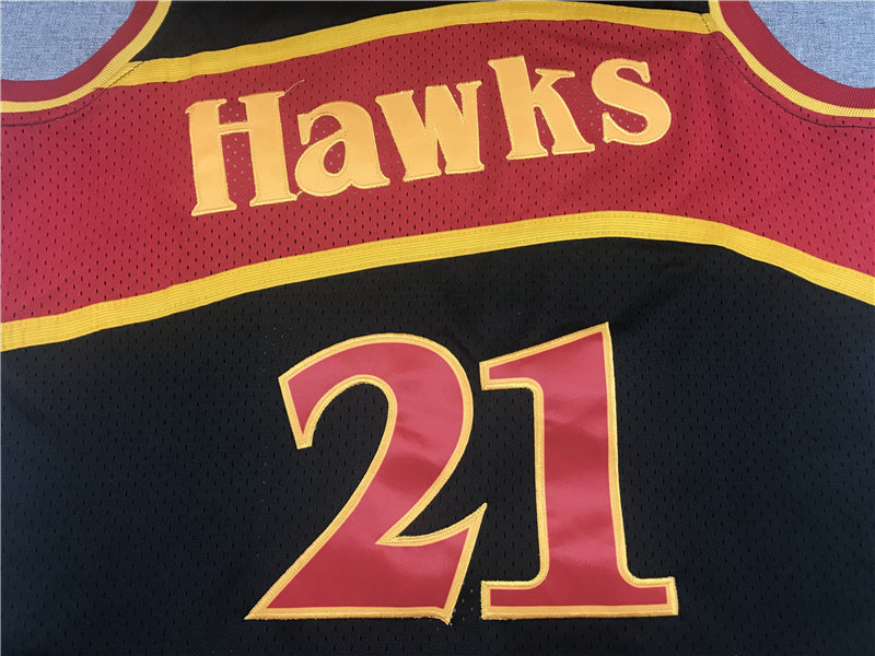 Men's Atlanta Hawks Dominique Wilkins 1986-87 Black Hardwood Classics Swingman Jersey1