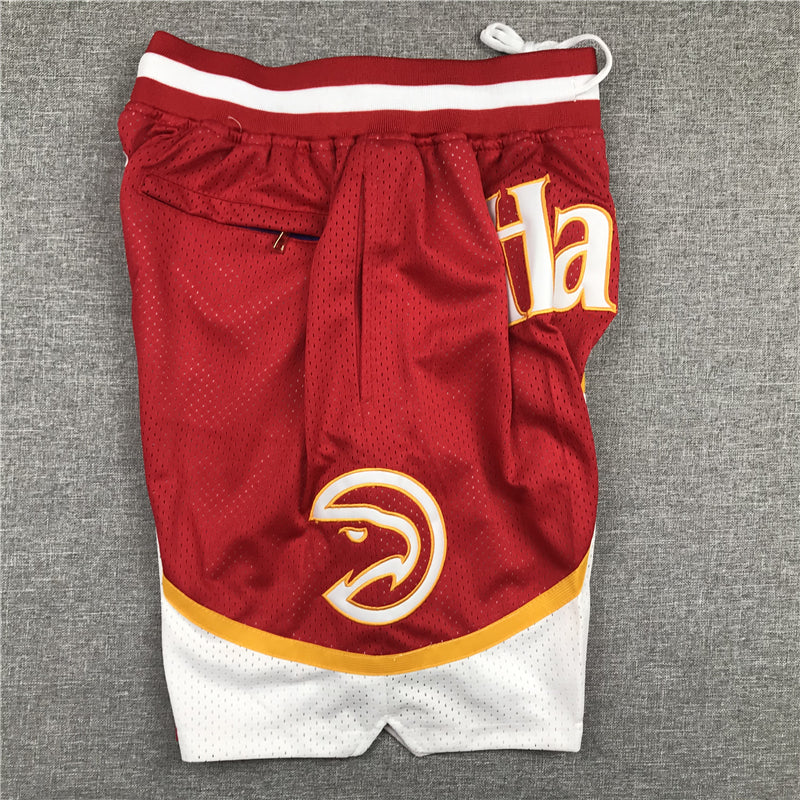Men's Atlanta Hawks Red/White Basketball Retro Shorts1