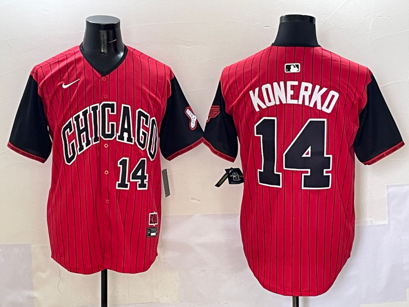 Men's Chicago White Sox Paul Konerko #14 Red/Black 2025 City Connect Limited Retired Player Jersey1