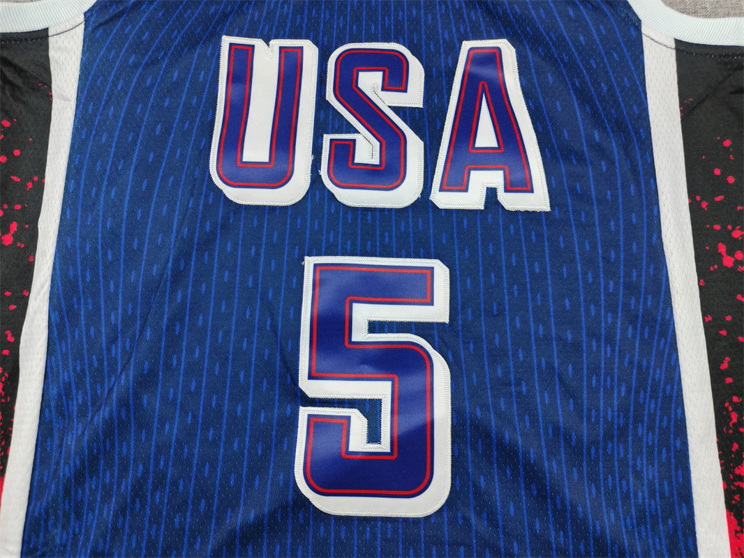 Men's 2024 USA Dream Team Anthony Edwards #5 Navy Authentic Player Jersey