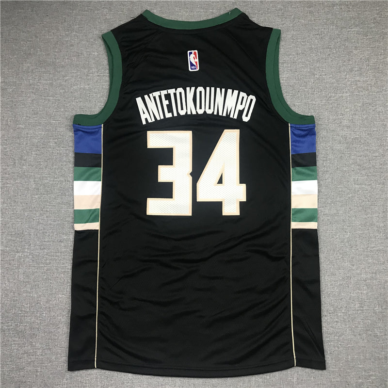 Men's Milwaukee Bucks Giannis Antetokounmpo #34 Black Player Jersey1