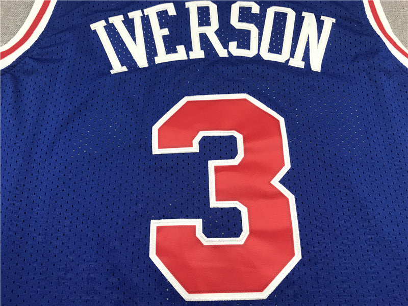 Men's Philadelphia 76ers Allen Iverson #3 Royal Swingman Jersey1