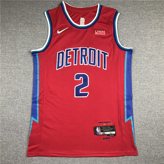 Men's Detroit Pistons Cade Cunningham Red 2021/22 Swingman Jersey1 - City Edition