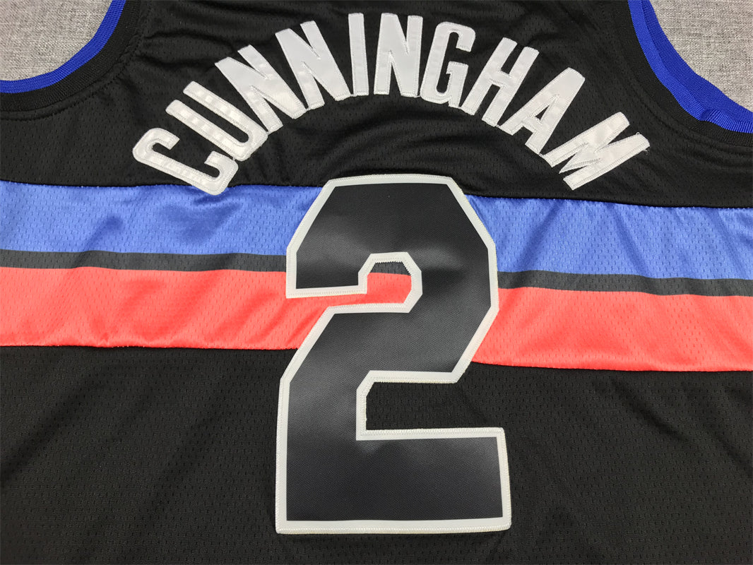 Men's Detroit Pistons Cade Cunningham #2 Black 2022/23 Fast Break Player Jersey1 - Statement Edition