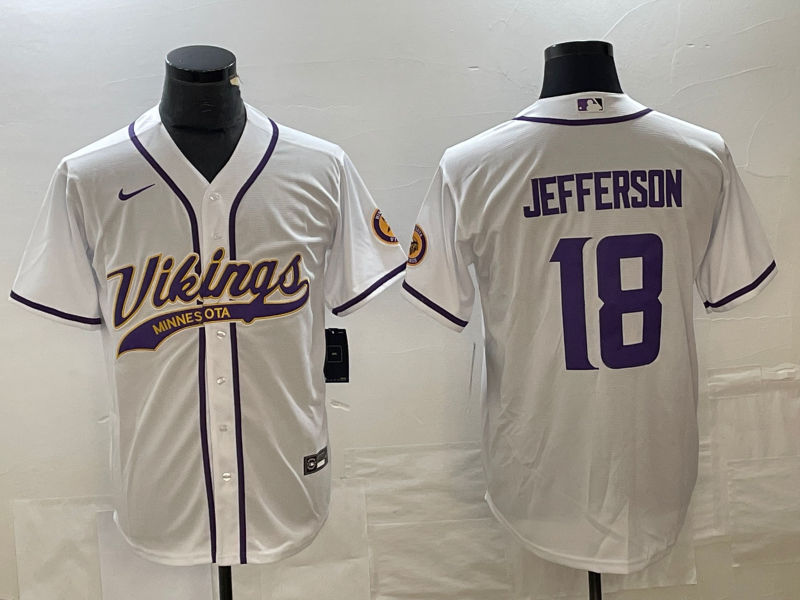 Men's Minnesota Vikings Justin Jefferson #18 White Game Jersey1 Joint Edition