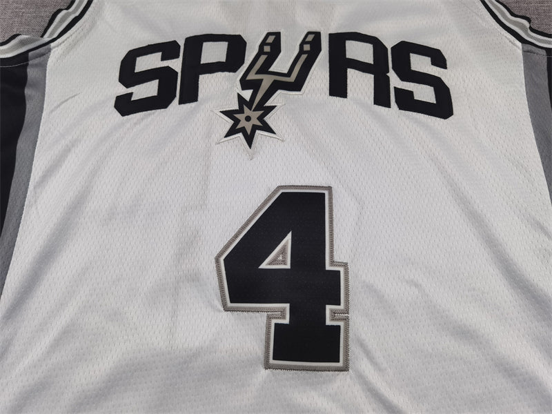 Men's San Antonio Spurs De'Aaron Fox #4 White Swingman Jersey1 - Association Edition
