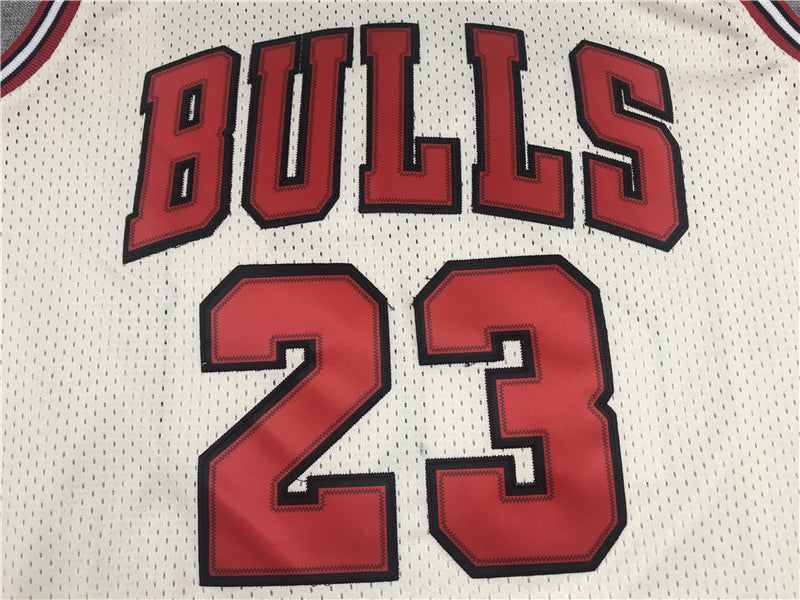 Men's Chicago Bulls Michael Jordan #23 Cream 1995-96 Hardwood Classics Jersey1
