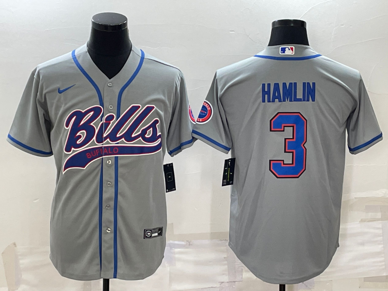 Men's Buffalo Bills Damar Hamlin #3 Gray Game Jersey1 Joint Edition