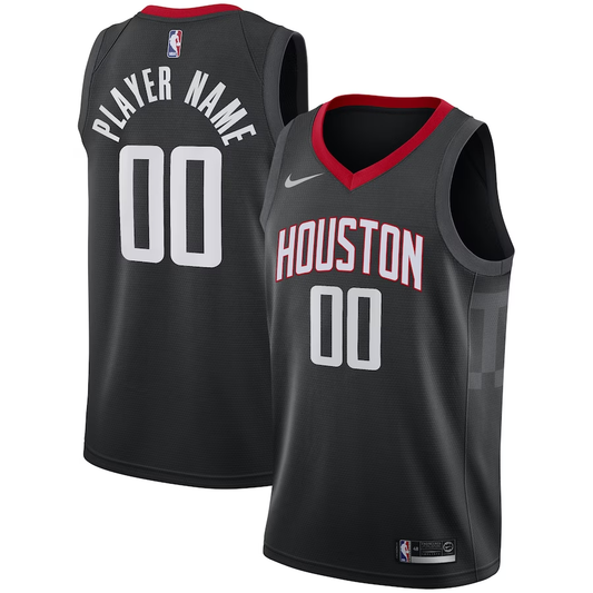 Men's Houston Rockets Black Swingman Custom Jersey1 - Statement Edition
