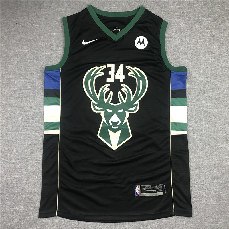 Men's Milwaukee Bucks Giannis Antetokounmpo #34 Black Player Jersey1