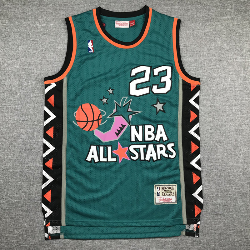 Men's 96 All Star Chicago Bulls Michael Jordan Green Hardwood Classics Swingman Jersey1