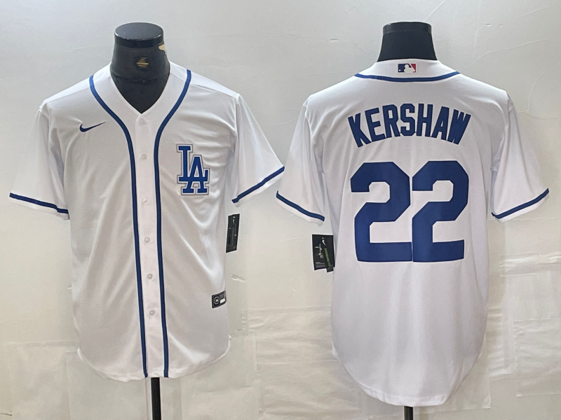 Men's Los Angeles Dodgers Clayton Kershaw #22 White Limited Player Jersey1