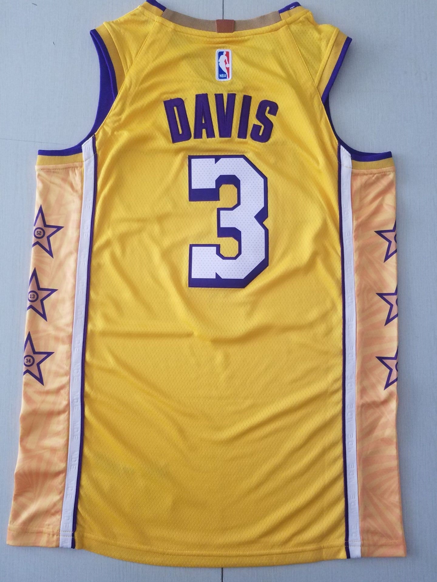 Men's Los Angeles Lakers Anthony Davis Yellow #3 Swingman Jersey1