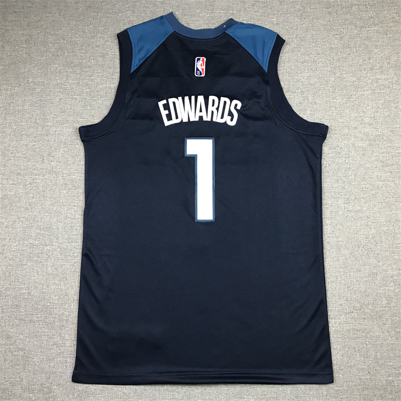 Men's Minnesota Timberwolves Anthony Edwards Navy 2021/22 Swingman Jersey1