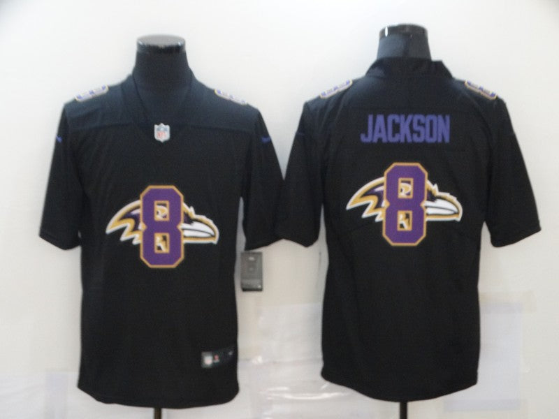 Men's Baltimore Ravens #8 Lamar Jackson Black Authentic Game Jersey1